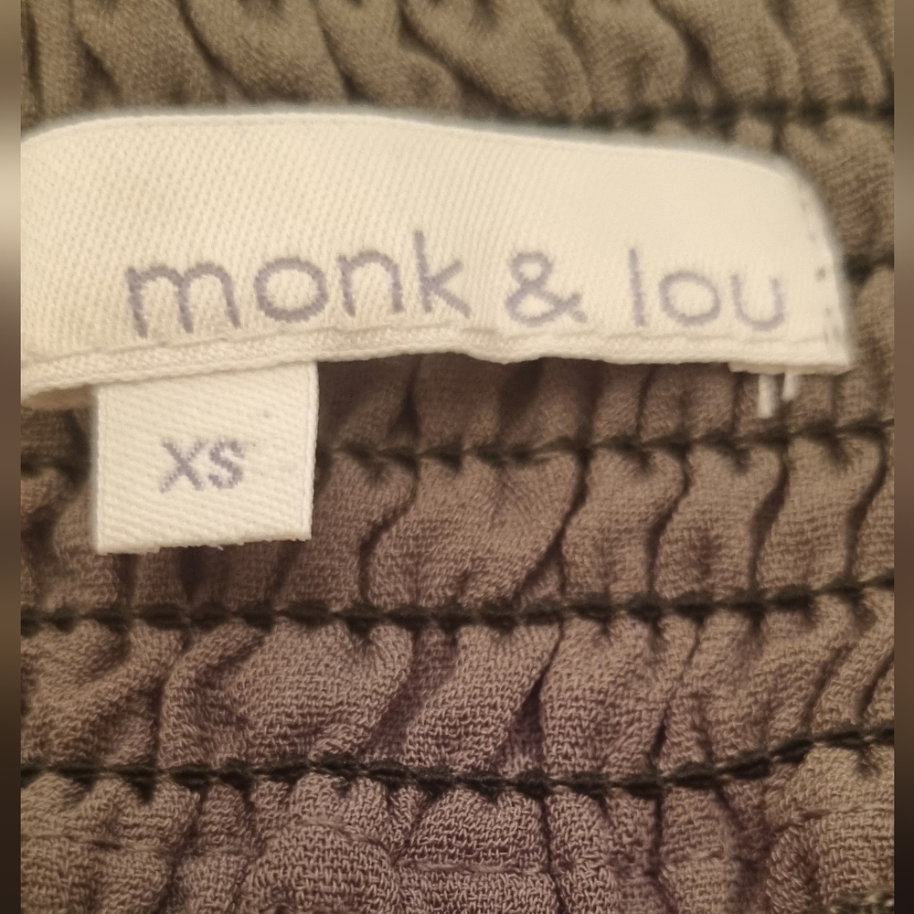 Monk & Lou wide leg pants w tie front elasticized back waistband Sz Xs - Picture 5 of 5